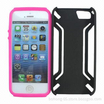 Cases for iPhone 5, Made of PC + Silicone, Two-piece, Hollow-out Money, Anti-dust Protection
